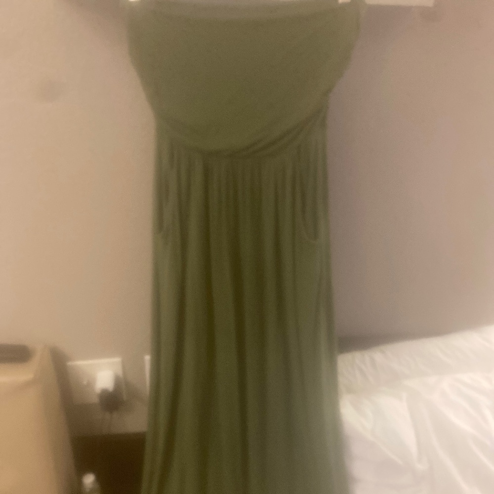 Tube Strapless green dress w/pockets